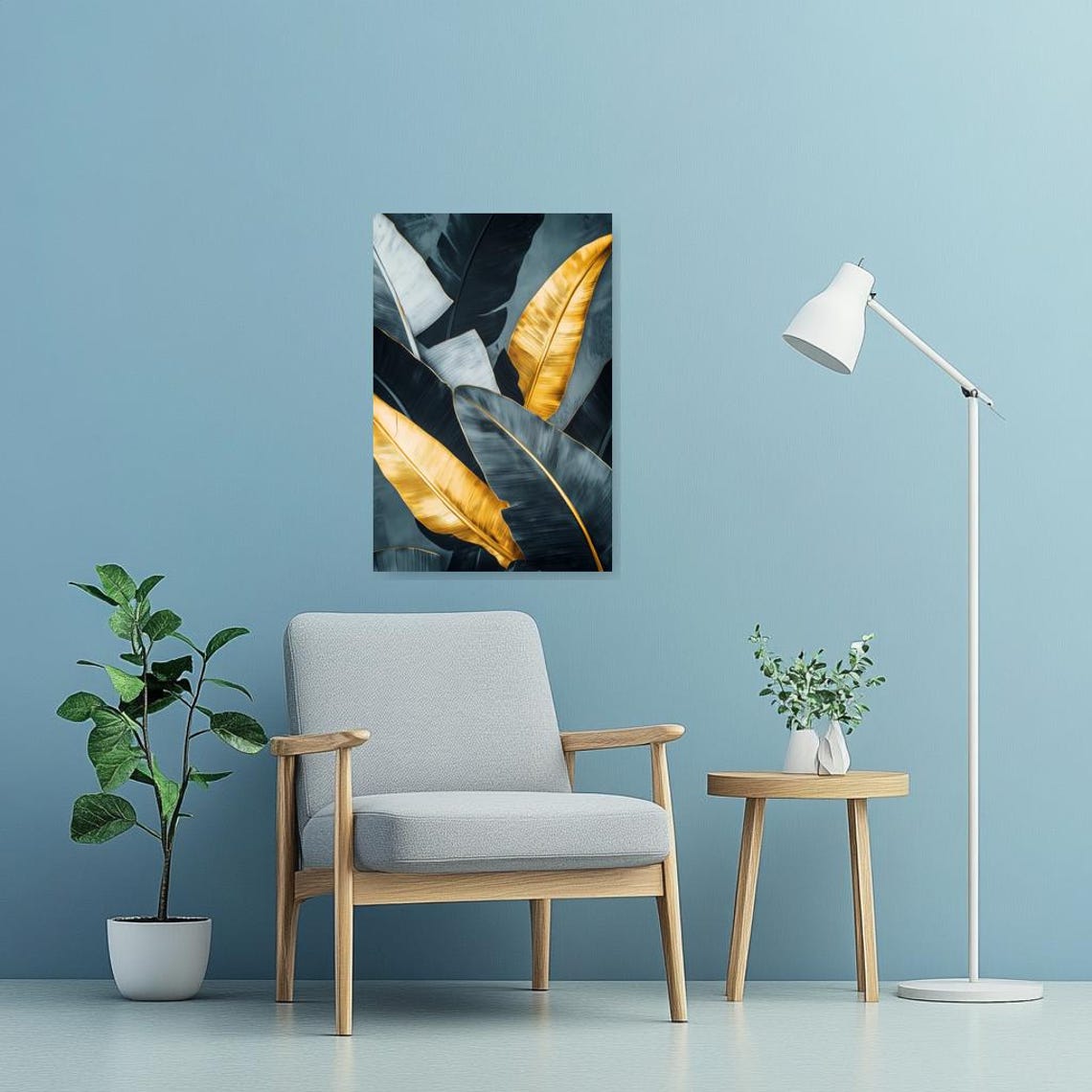 Luxurious Gold and Black Tropical Leaves Modern Botanical Poster - Image 2