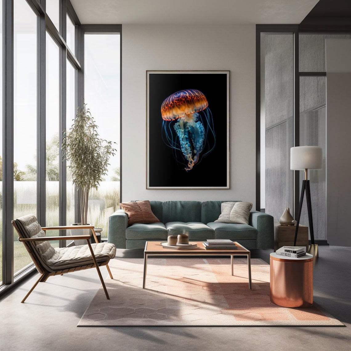 Tiger Jellyfish Iridescent Underwater Art Print - Image 2