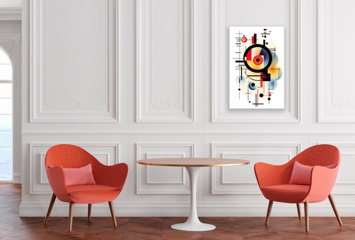 Custom Abstract Geometric Art Print Inspired By Kandinsky Bold Minimal Wall Art Decor Colorful - Image 2