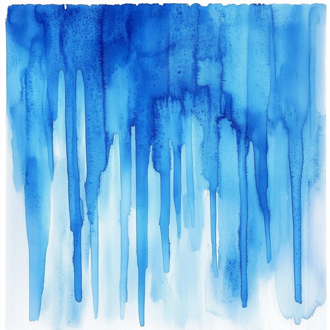Blue Watercolor Drip Lines Modern Minimalist Abstract Art Poster