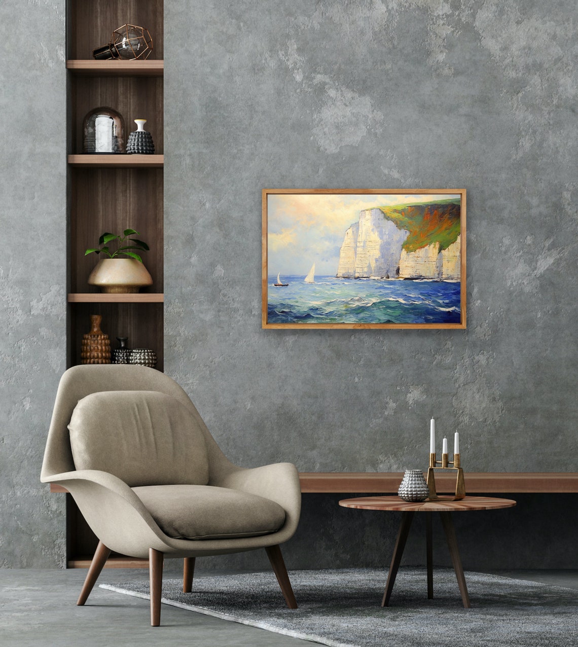 White Cliffs Of Dover Sailboats Impressionist Seascape Poster - Image 2