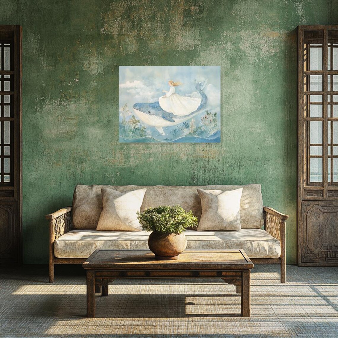 Whimsical Whale Ride, Impressionism Art Print - Image 3