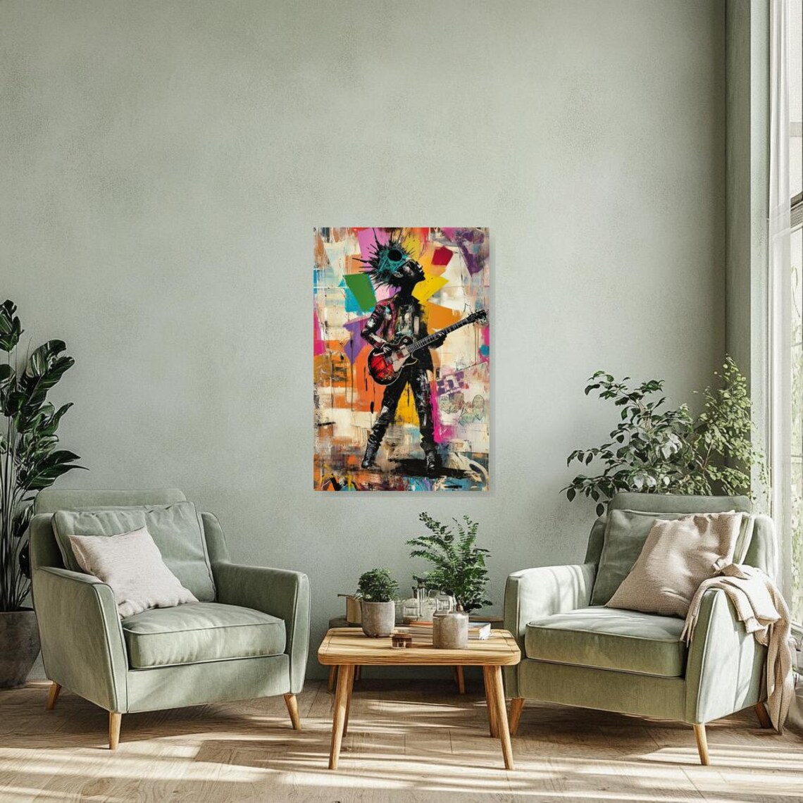 Bold Electric Guitar Rock Musician Punk Street Art Music Poster - Image 3