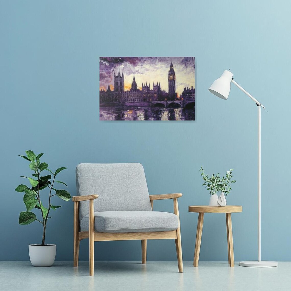 London Big Ben and Parliament at Dusk in Purple and Gold Poster - Image 2