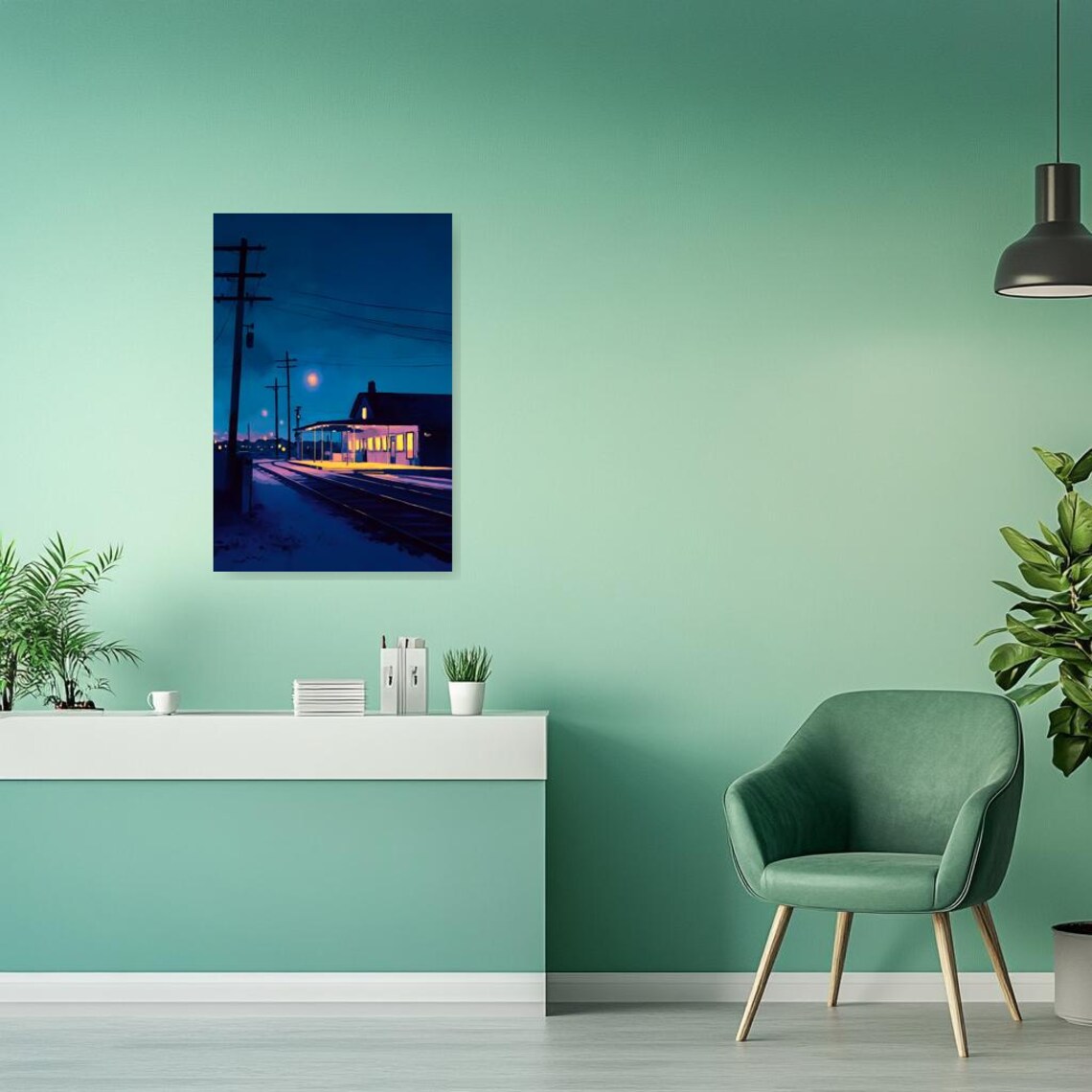 Edward Hopper-Inspired Nighttime Scene, Wall Art - Image 3