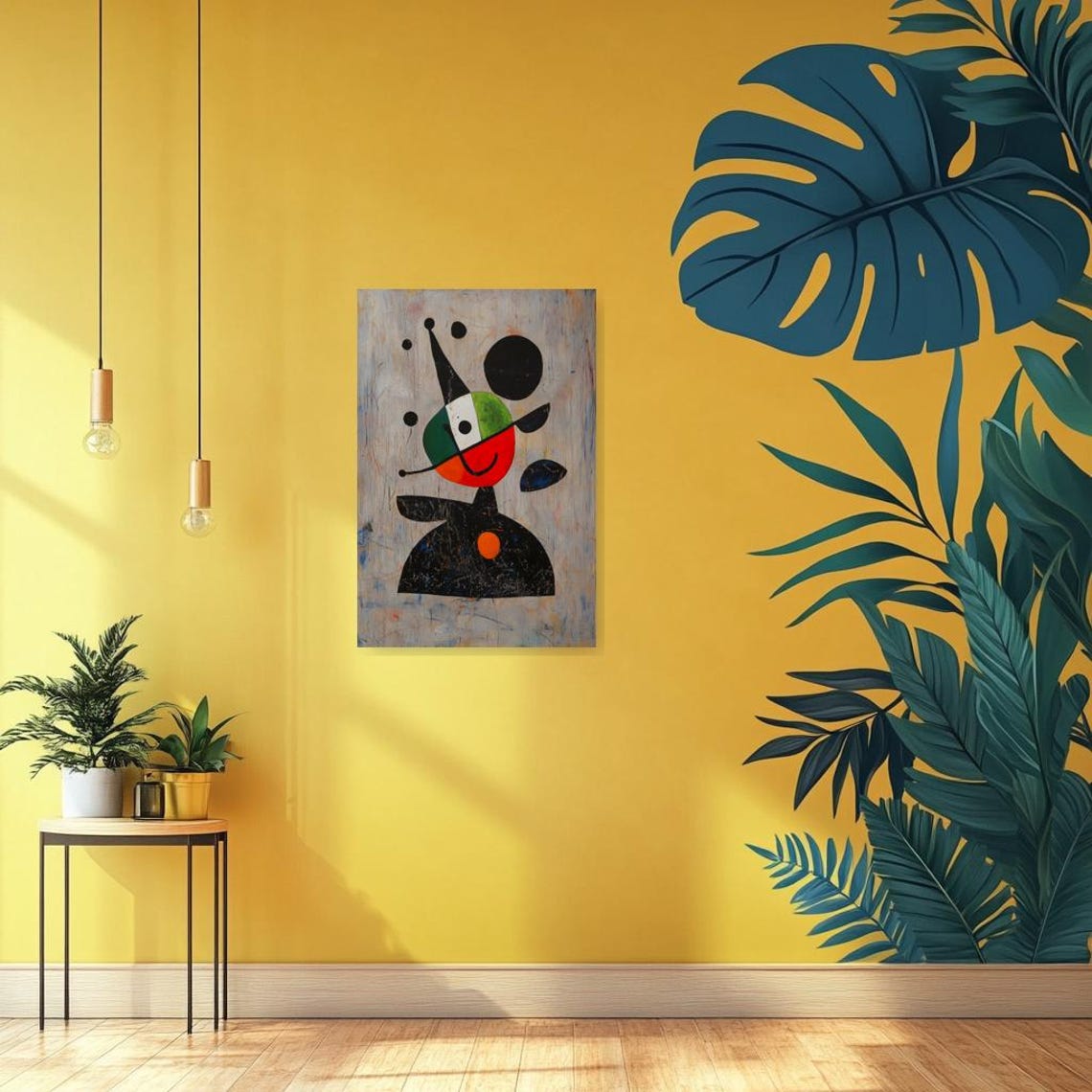 Playful Miró Style Abstract Clown Figure in Bright Color Poster - Image 3