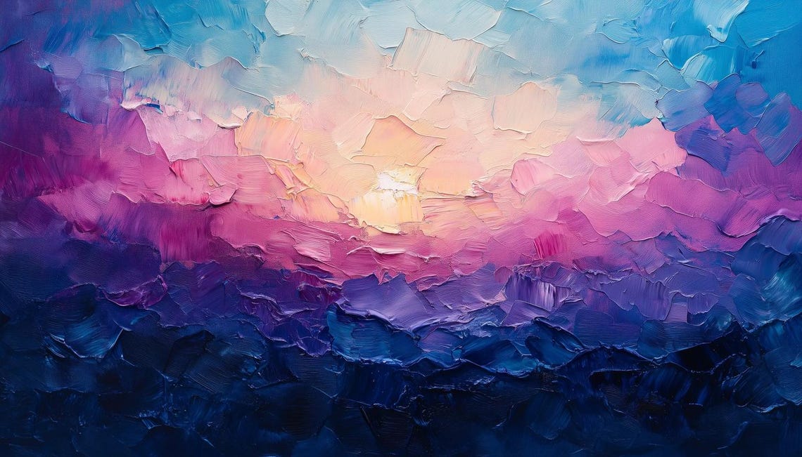 Colorful Abstract Sunset Artwork Inspired By Impressionist Style For Home Decor Wall Art Prints