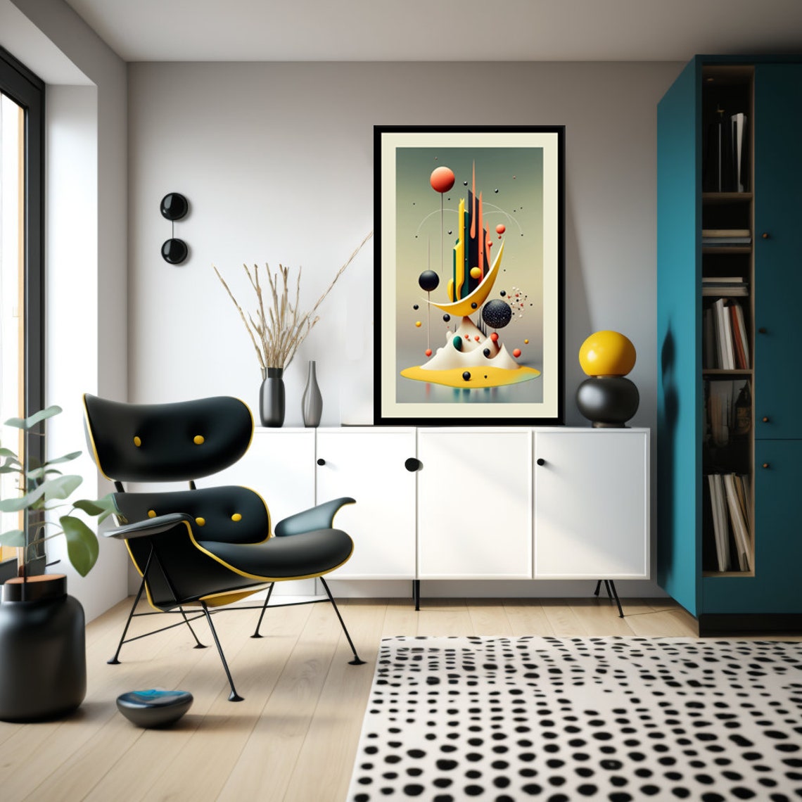 Fun Geometric Abstract Shapes Colorful Mid-Century Art Poster - Image 2