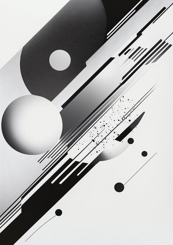 Monochrome Geometric Print Inspired By Modern Artists For Contemporary Wall Art And Home Decor