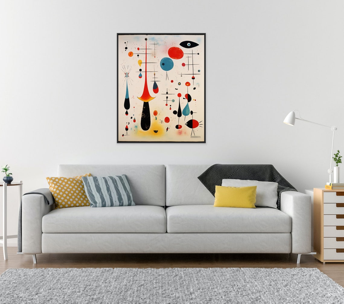 Miro Style Abstract Floating Eye Motif Modern Surrealism Poster - Image 2