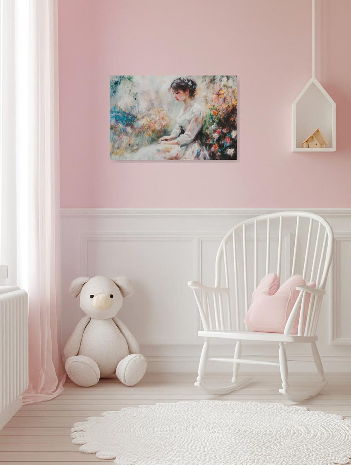 Dreamy Woman In Blooming Garden Soft Pastel Impressionist Poster - Image 3