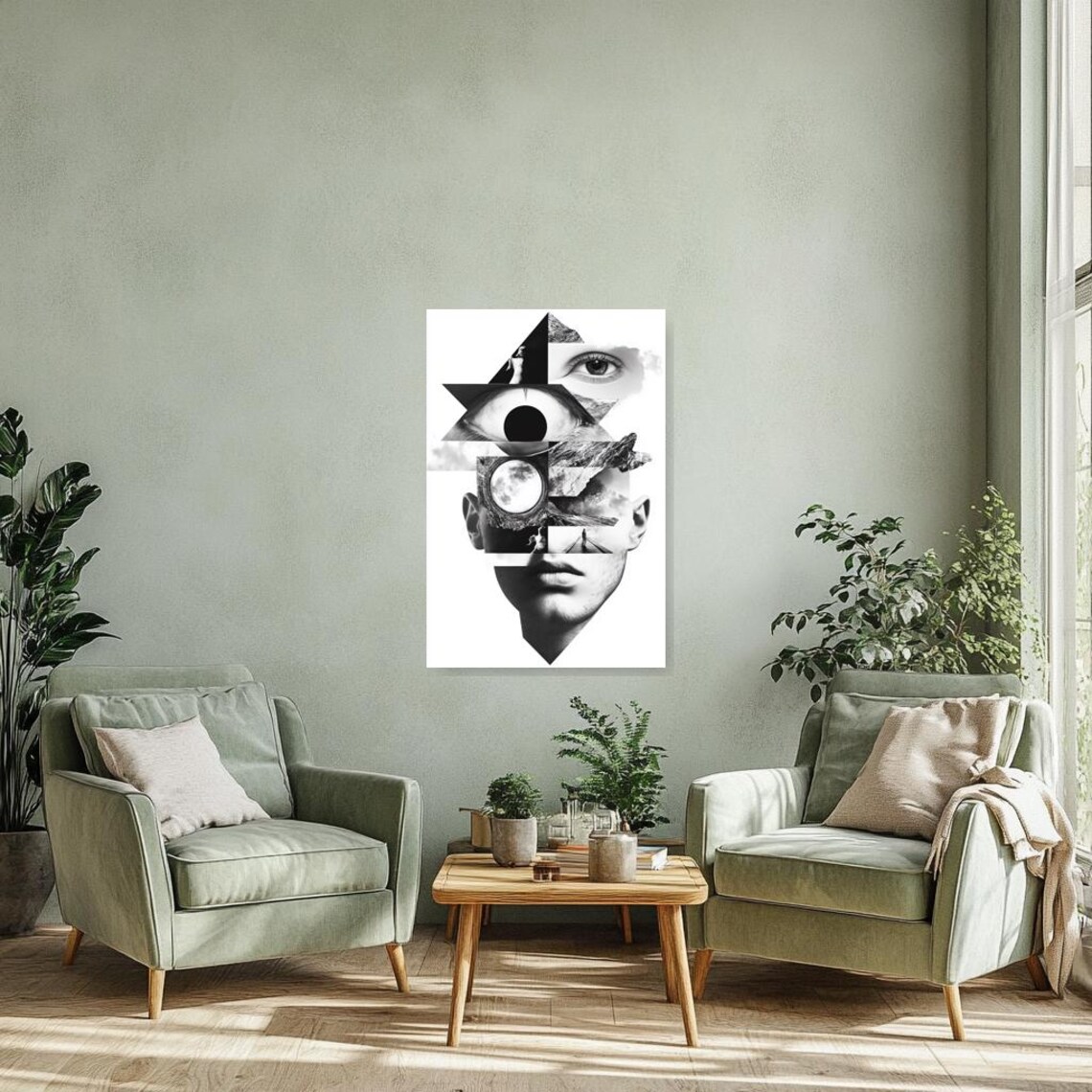 Surrealism Abstract Black And White Face Collage - Image 2