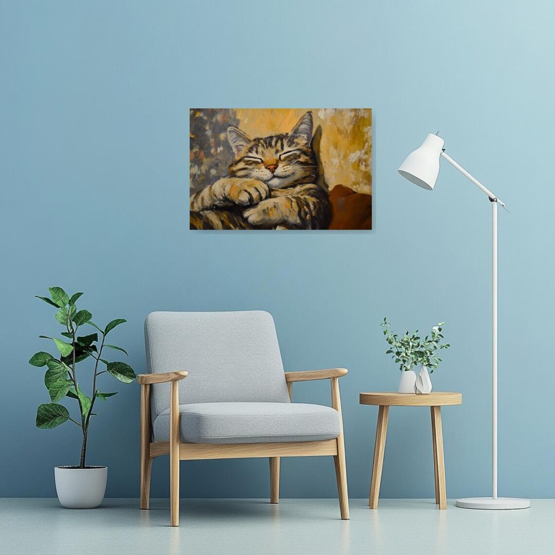 Charming Tabby Cat, Impressionist Style Art Print - Image 3