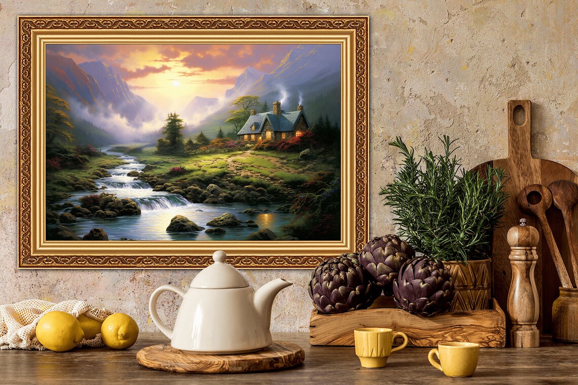 Custom Cottage Scene, Thomas Kinkade-Inspired Art Print - Image 2