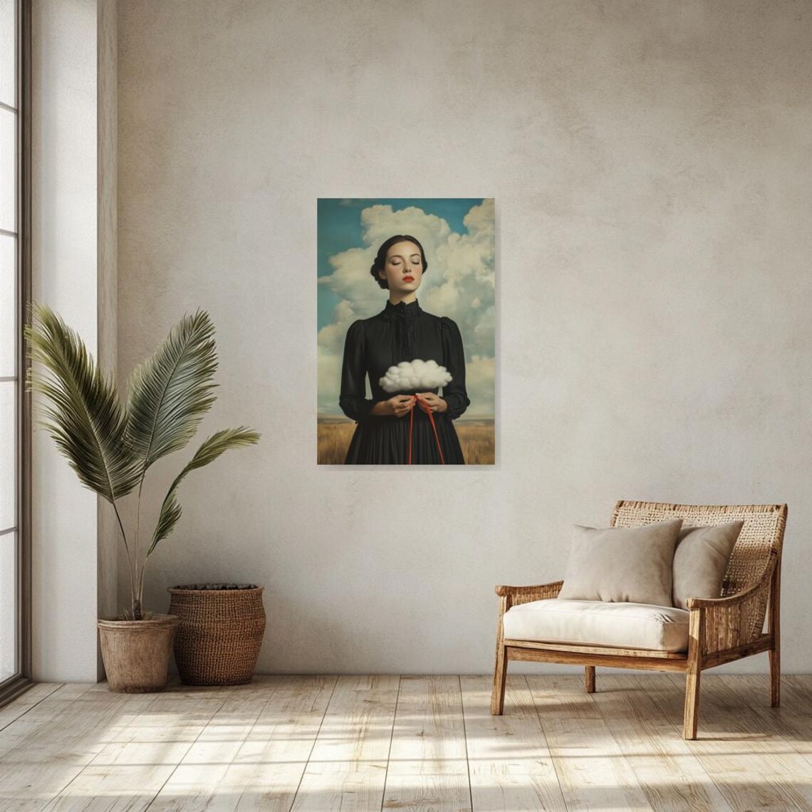 Magritte-Inspired Surreal Clouds Art Print - Image 2