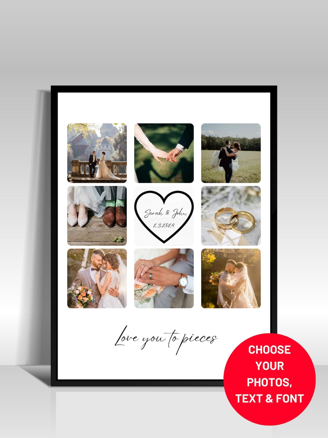 Personalized Couple Photo Collage, Anniversary Gift