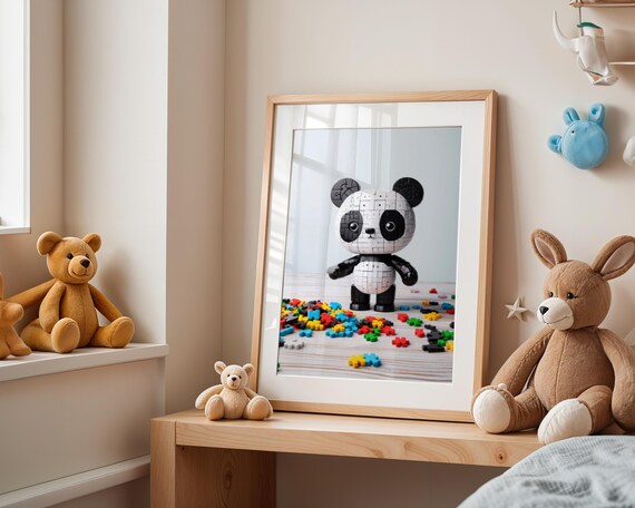 Panda Wall Art For Nursery And Playroom Decor Unique Building Blocks Classroom Poster Cute Print Kids