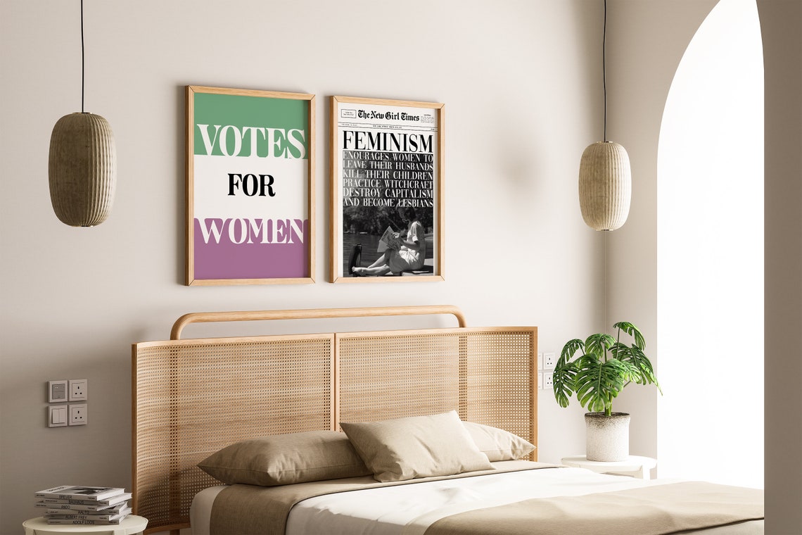 Feminism Encourages Women Funny Feminist Quote Wall Art Art Gift For Best Friend Newspaper Poster Aesthetic Wall Art Trendy Wall Decor - Image 2