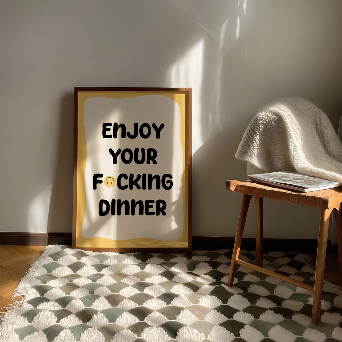 Enjoy Your Dinner Bold Cheeky Smiley Kitchen Funny Quote Poster - Image 2