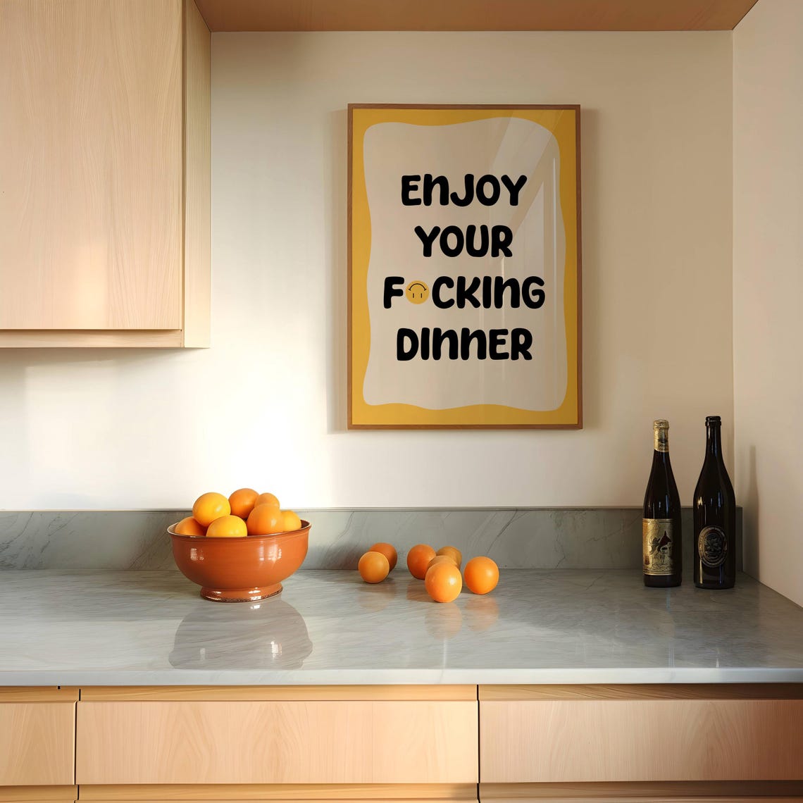 Enjoy Your Dinner Bold Cheeky Smiley Kitchen Funny Quote Poster - Image 3