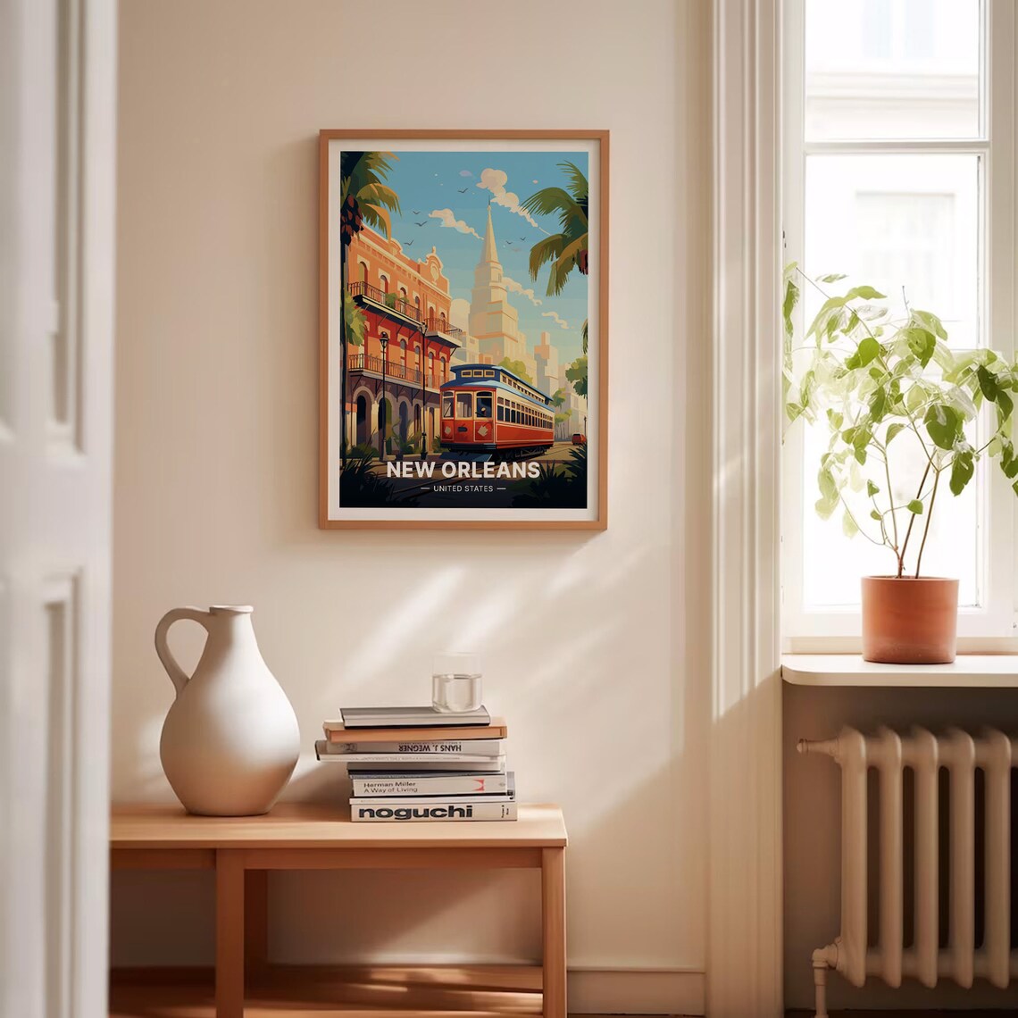 New Orleans Streetcar French Quarter Balconies Retro Travel Poster - Image 4