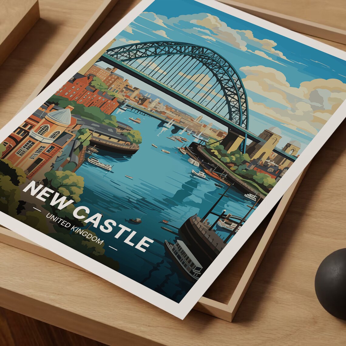 Newcastle United Kingdom Tyne Bridge River Quayside City Travel Poster - Image 3