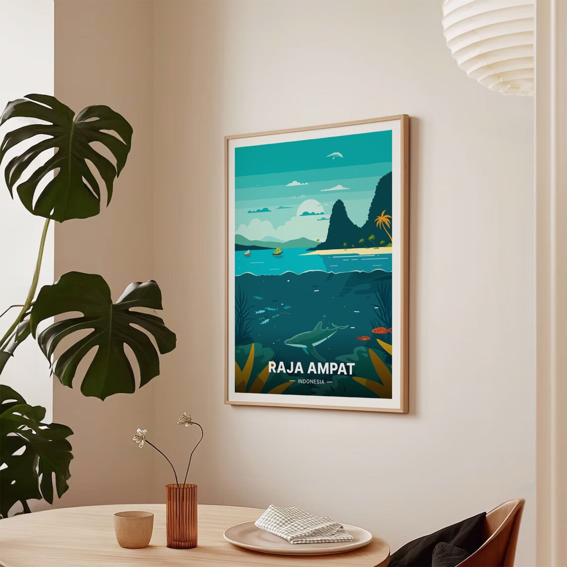 Raja Ampat Indonesia Coral Reef Underwater Scene Travel Poster - Image 2
