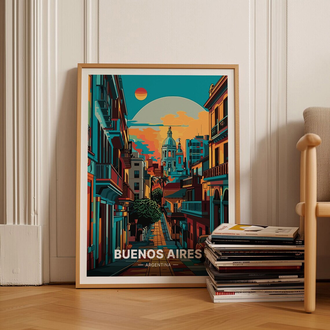 Buenos Aires Travel Poster, Argentina Cityscape Art
