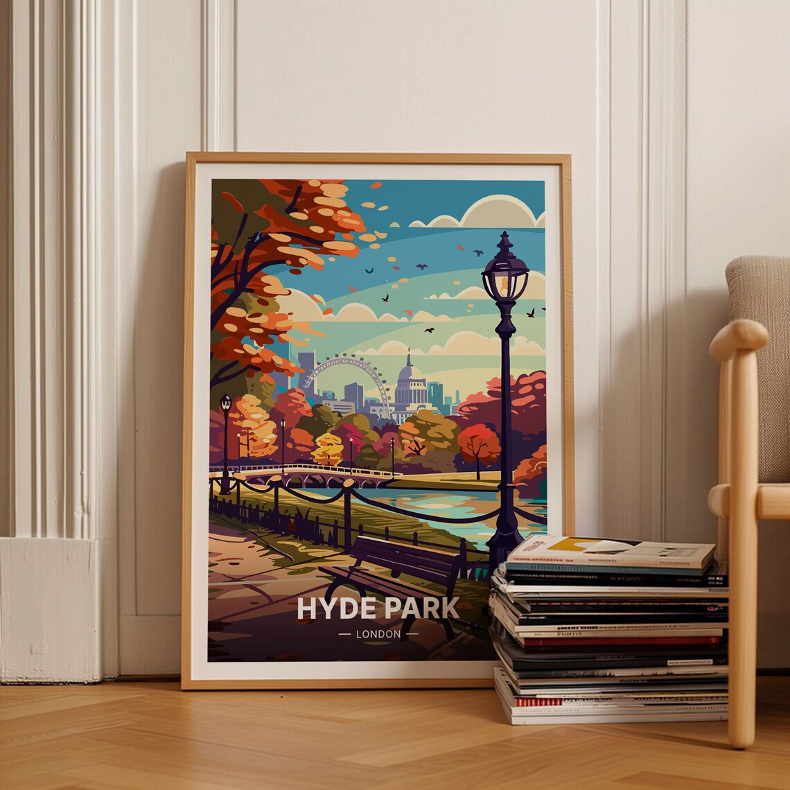 Hyde Park London Travel Poster, England Cityscape Art