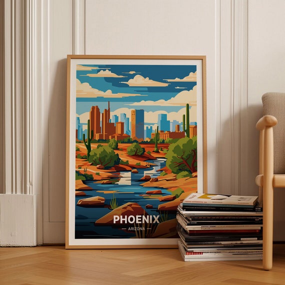 Phoenix Travel Poster, Arizona Desert Landscape