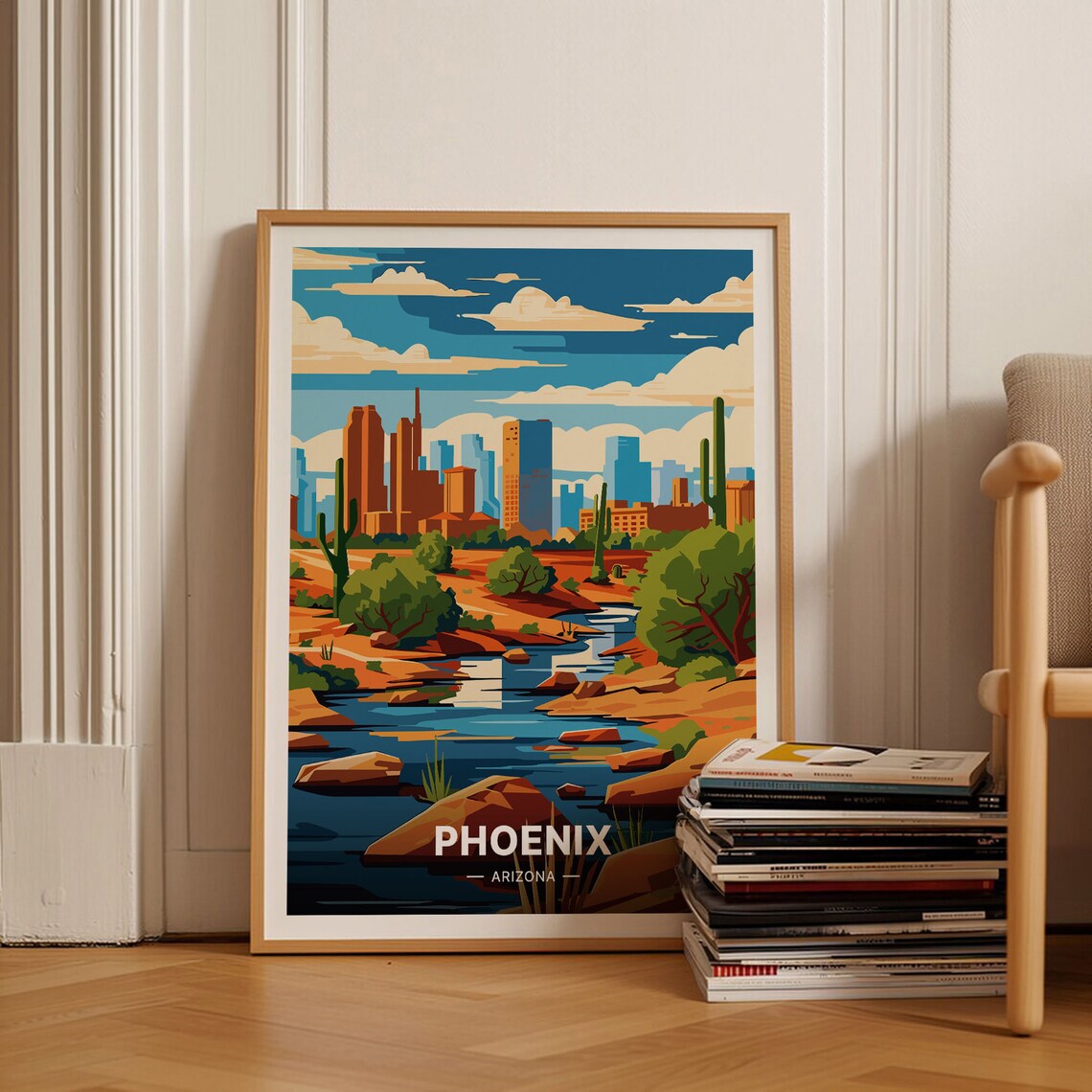 Phoenix Travel Poster, Arizona Desert Landscape