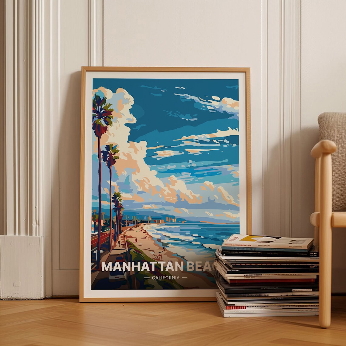 Manhattan Beach Travel Poster, California Coastal Decor