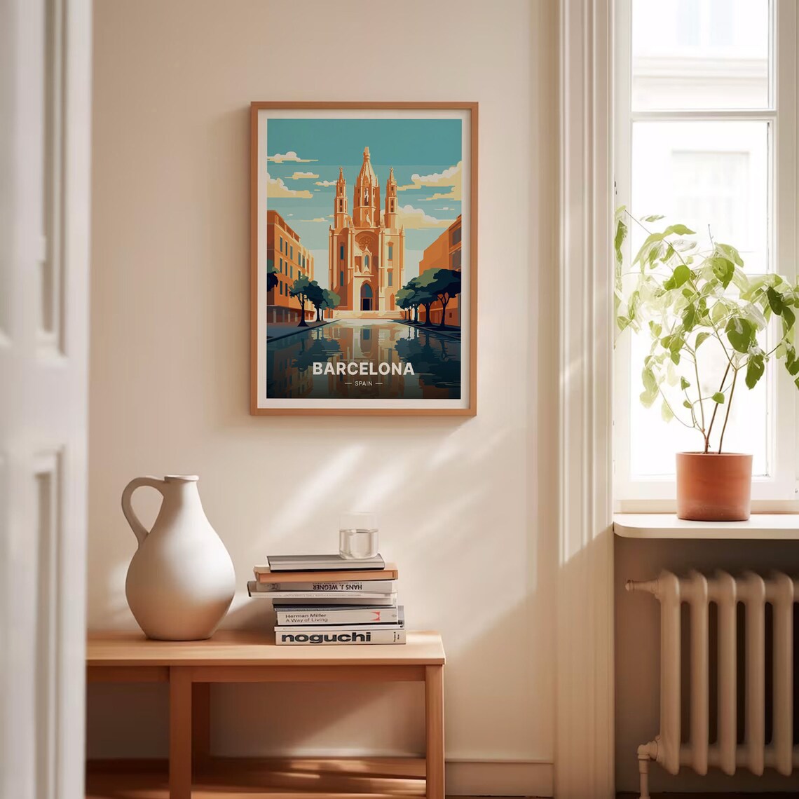 Barcelona Spain Cathedral Spires Canal Reflection Travel Poster - Image 4