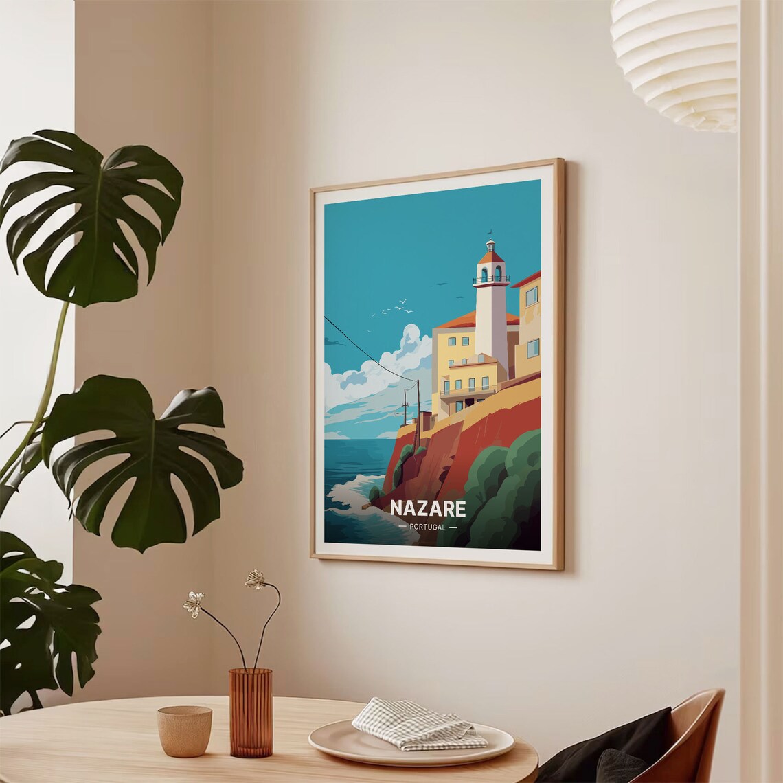 Nazare Portugal Travel Poster, Coastal Decor - Image 2