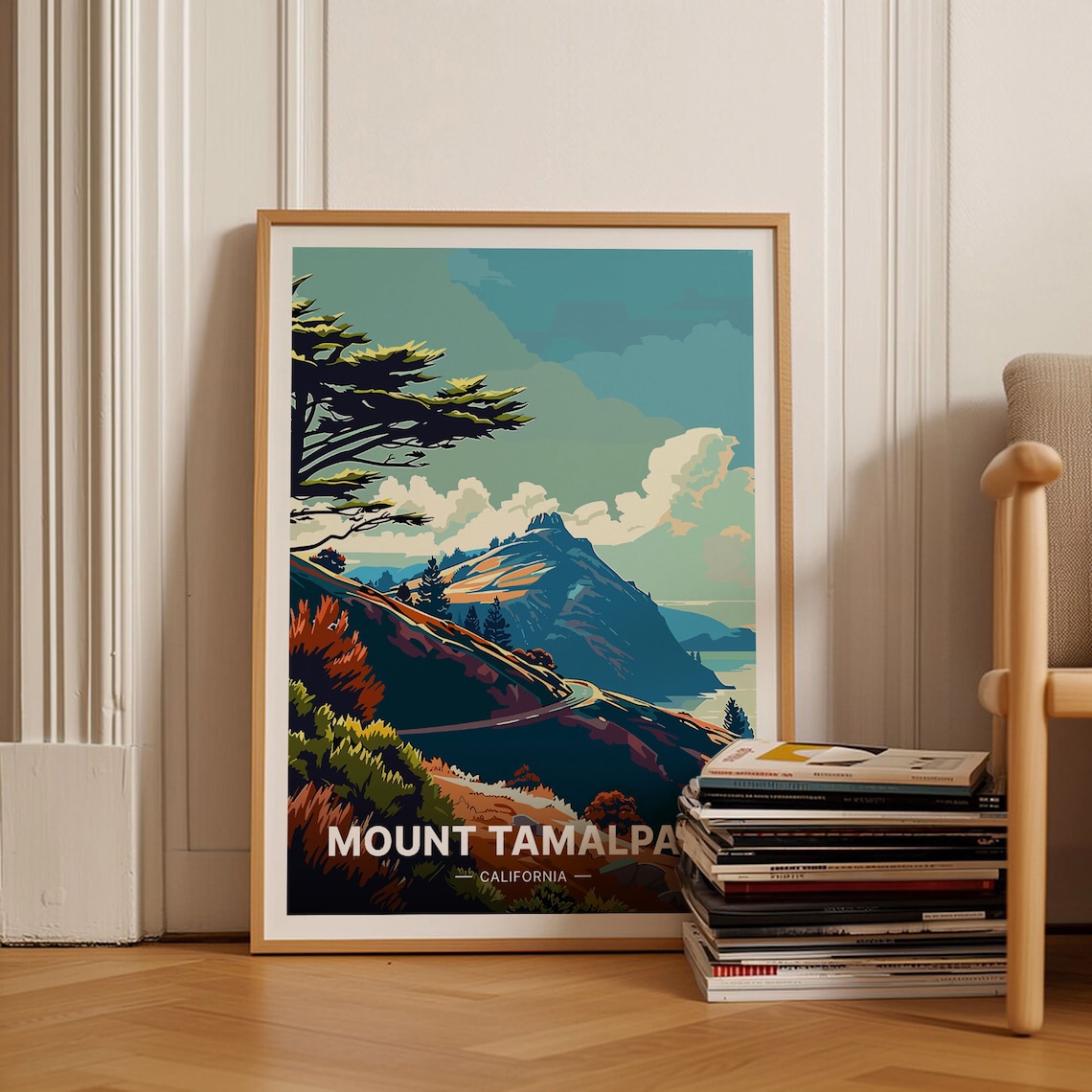 California Mount Tamalpais Travel Poster, Scenic Landscape