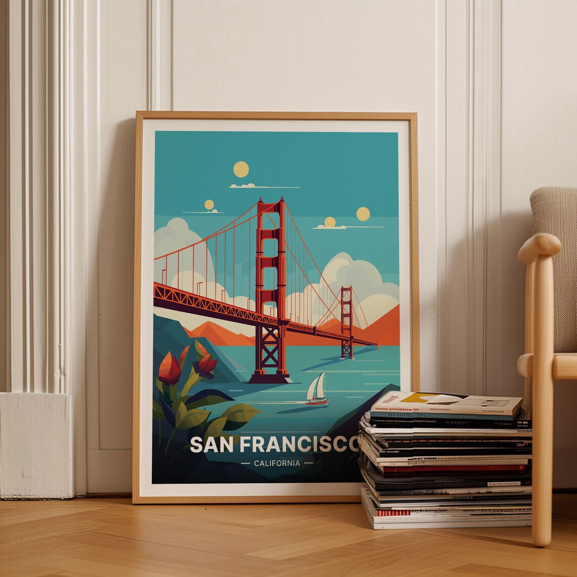 San Francisco Golden Gate Bridge Retro Travel Poster