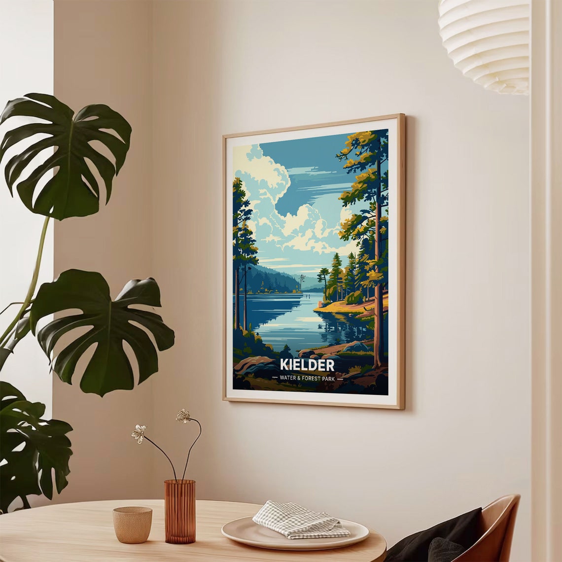Kielder Water and Forest Park Calm Blue Lake Retro Travel Poster - Image 2