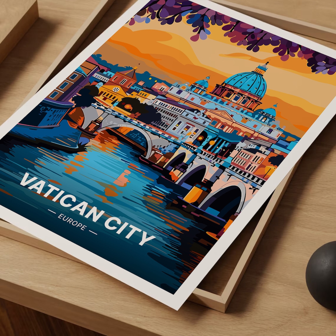 Vatican City Travel Poster, Mid-Century Modern Decor - Image 3