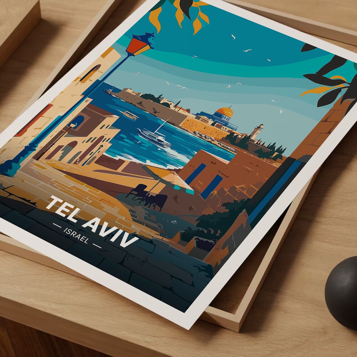 Tel Aviv Travel Poster, Israel Cityscape Art - Image 3