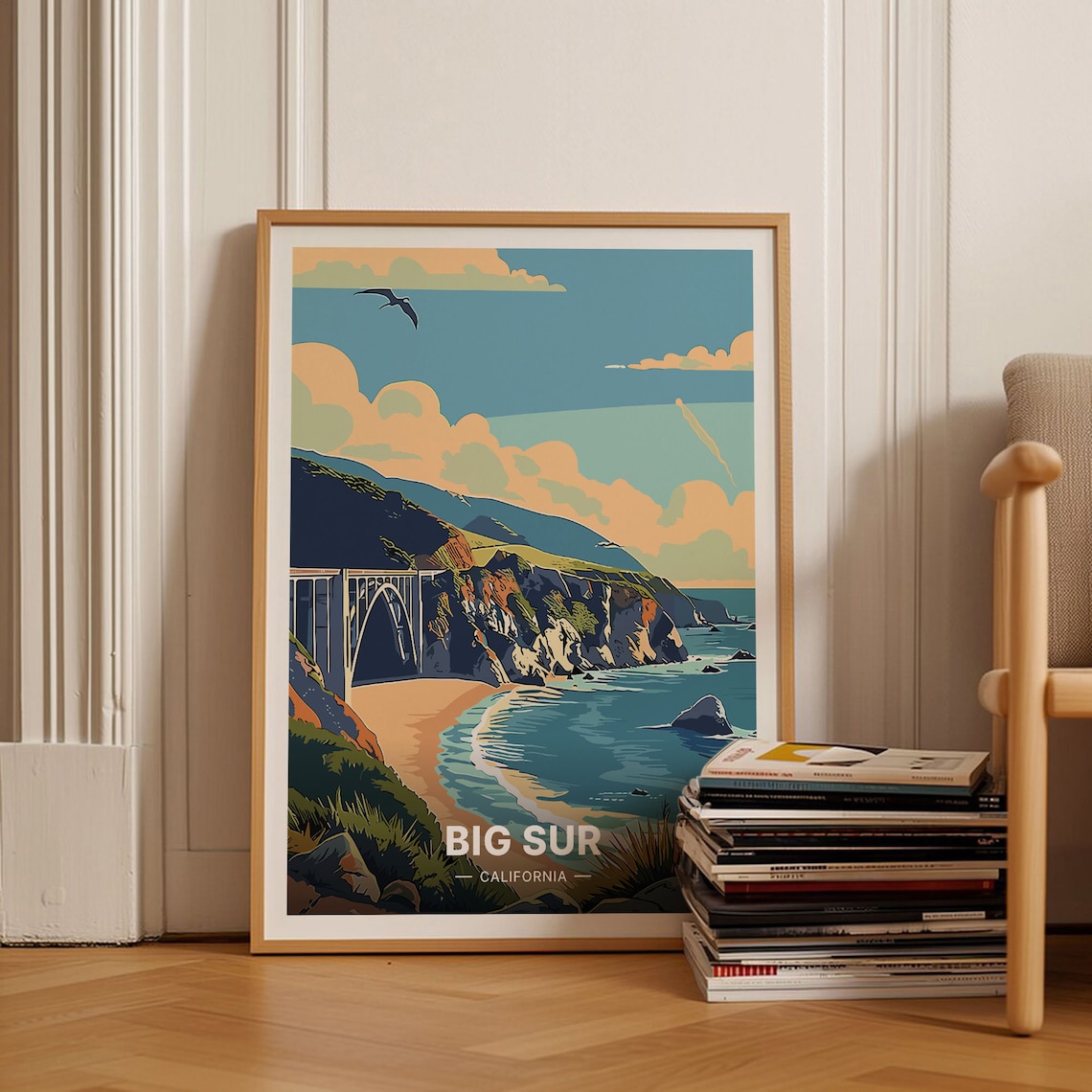 Big Sur California Coastal Cliffs Bridge Sunset Travel Poster