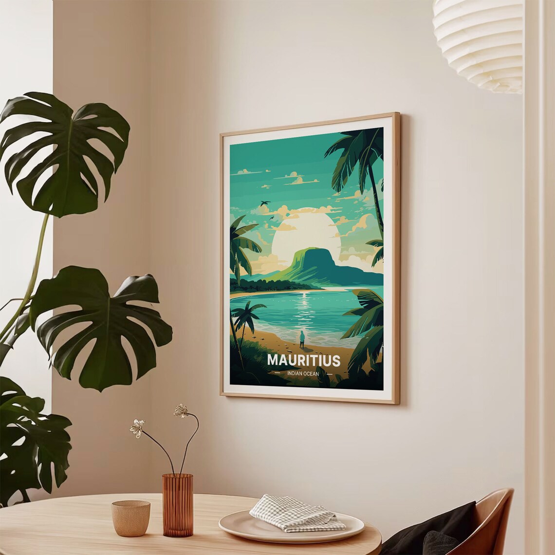 Mauritius Indian Ocean Sunset Beach Palm Island Paradise Travel Poster - Image 2