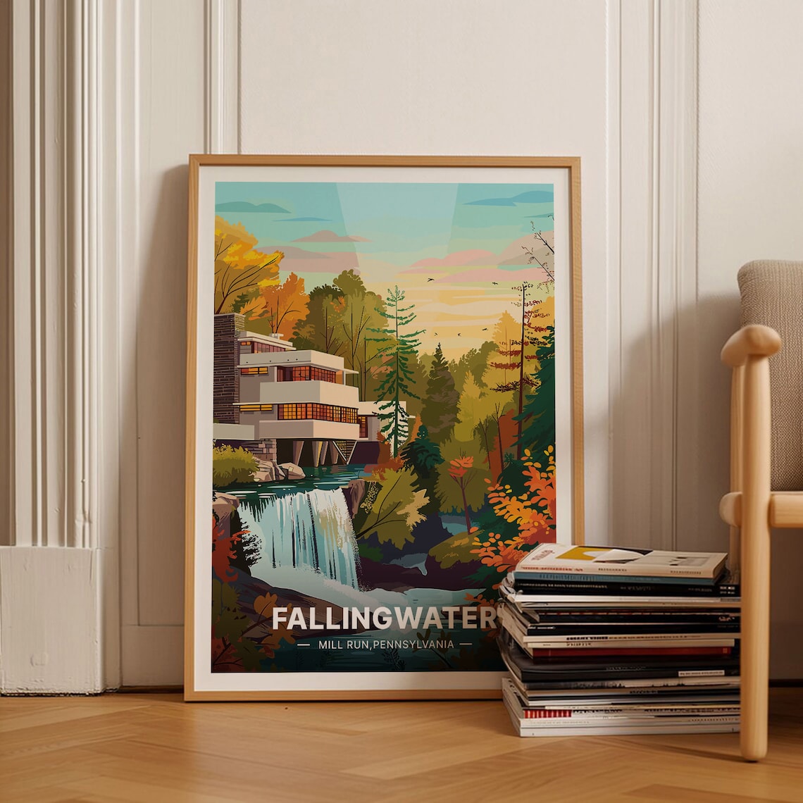 Fallingwater Pennsylvania Landmark Travel Poster