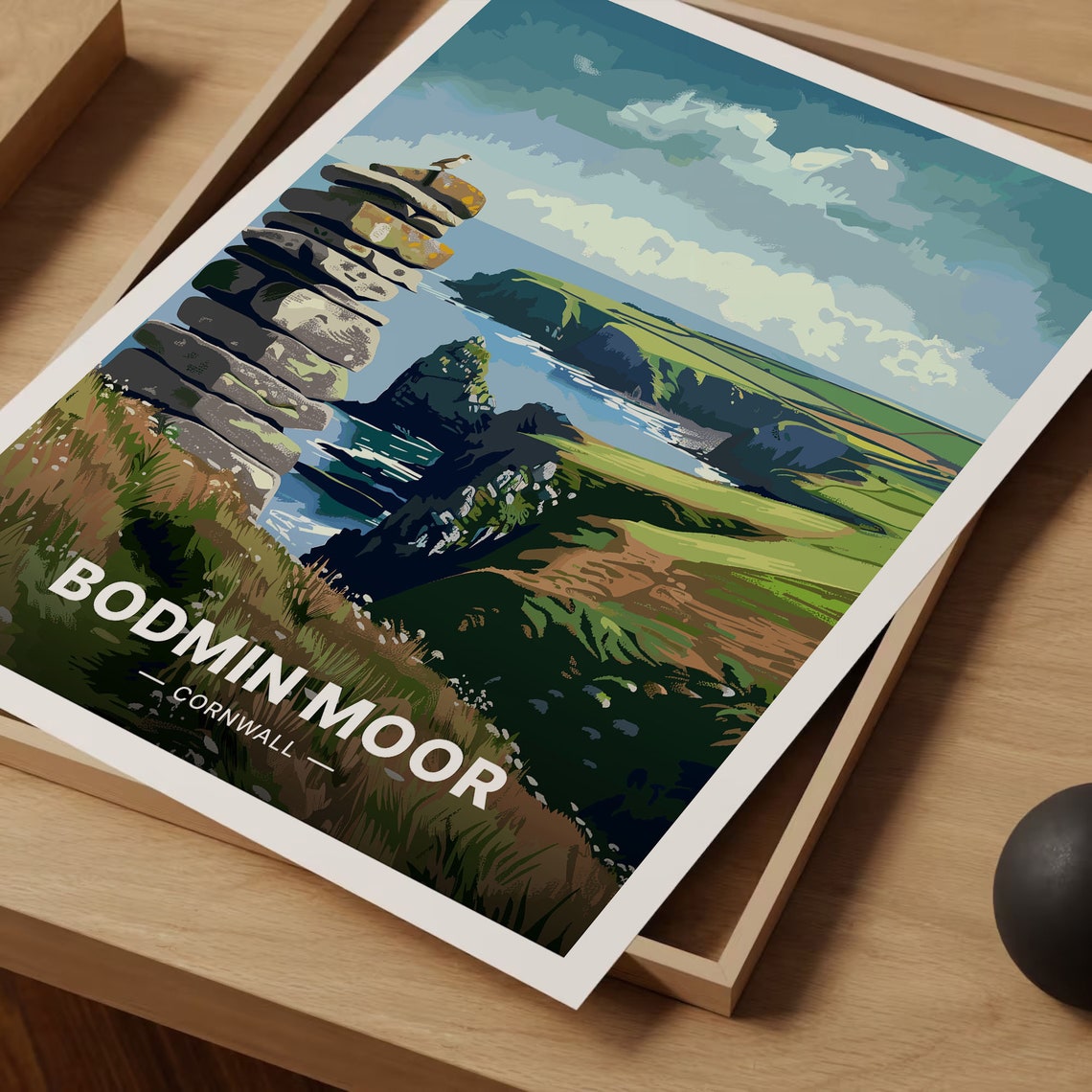 Bodmin Moor Cornwall Ancient Stone Cairn Clifftop Coast Art Poster - Image 3