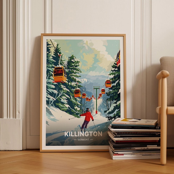 Killington Ski Resort Retro Travel Poster, Vermont