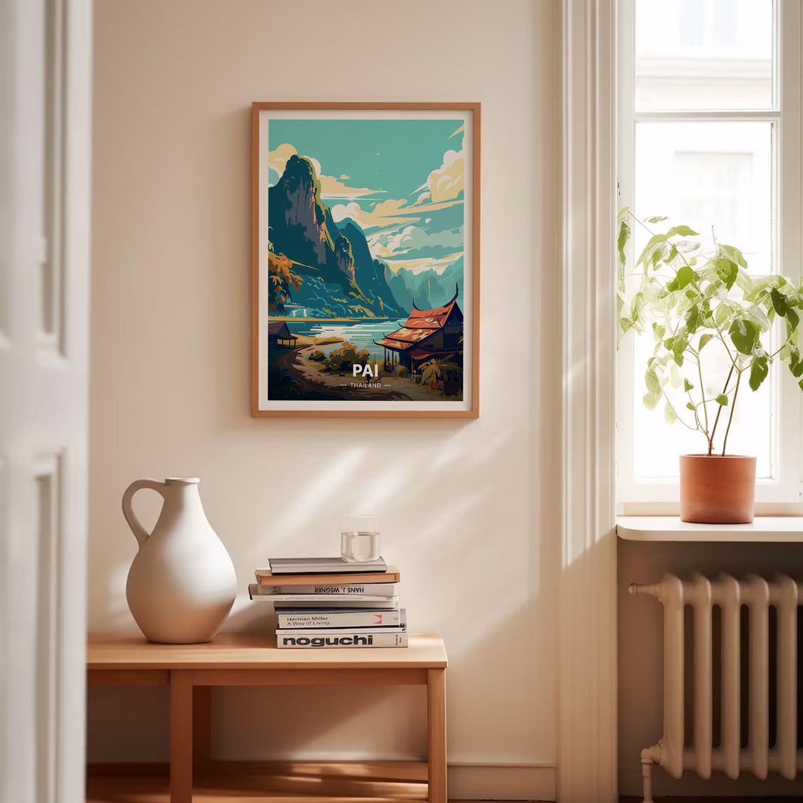 Pai Thailand Karst Mountain River Thai House Vintage Travel Poster - Image 4