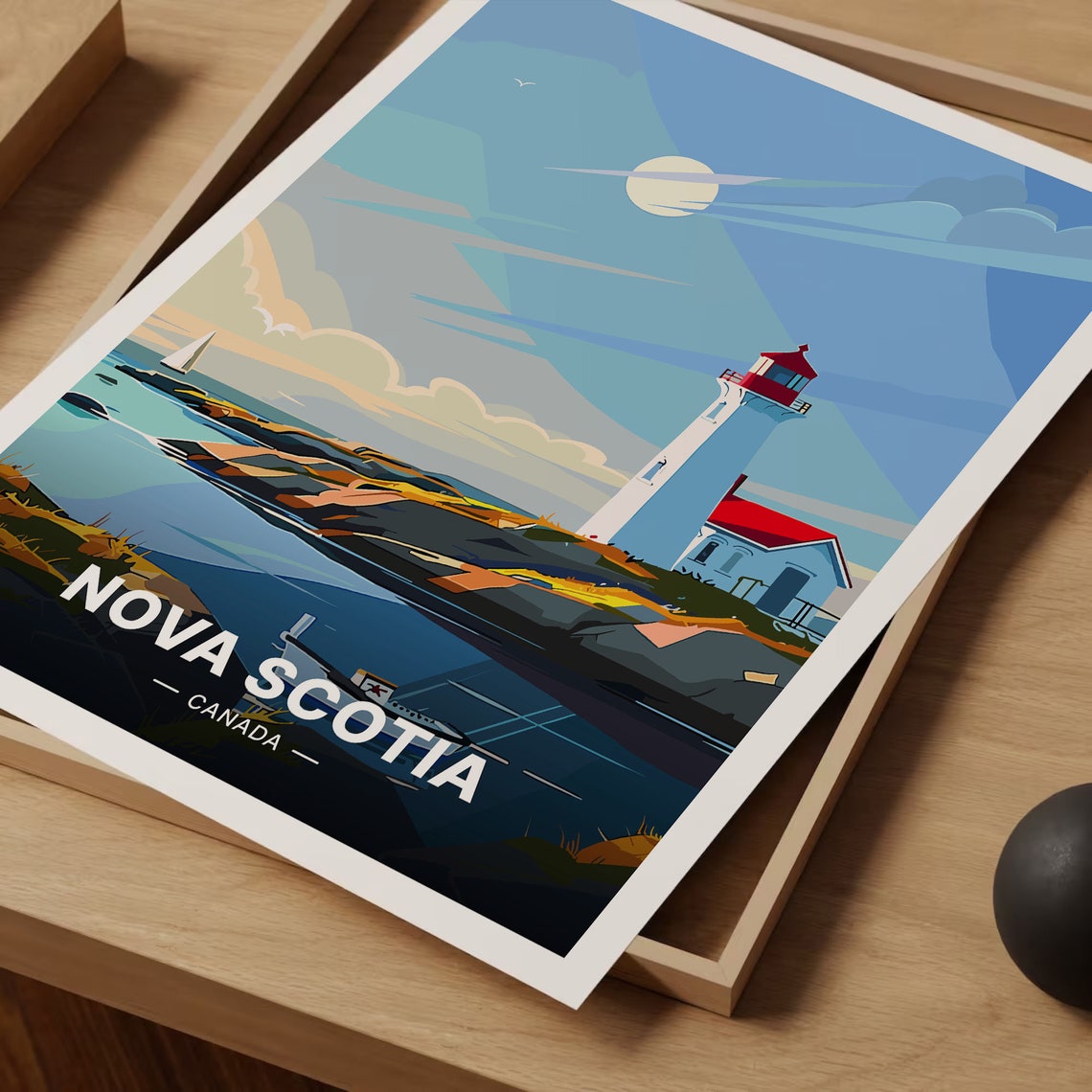 Nova Scotia Lighthouse Rocky Shore Canada Atlantic Travel Poster - Image 3