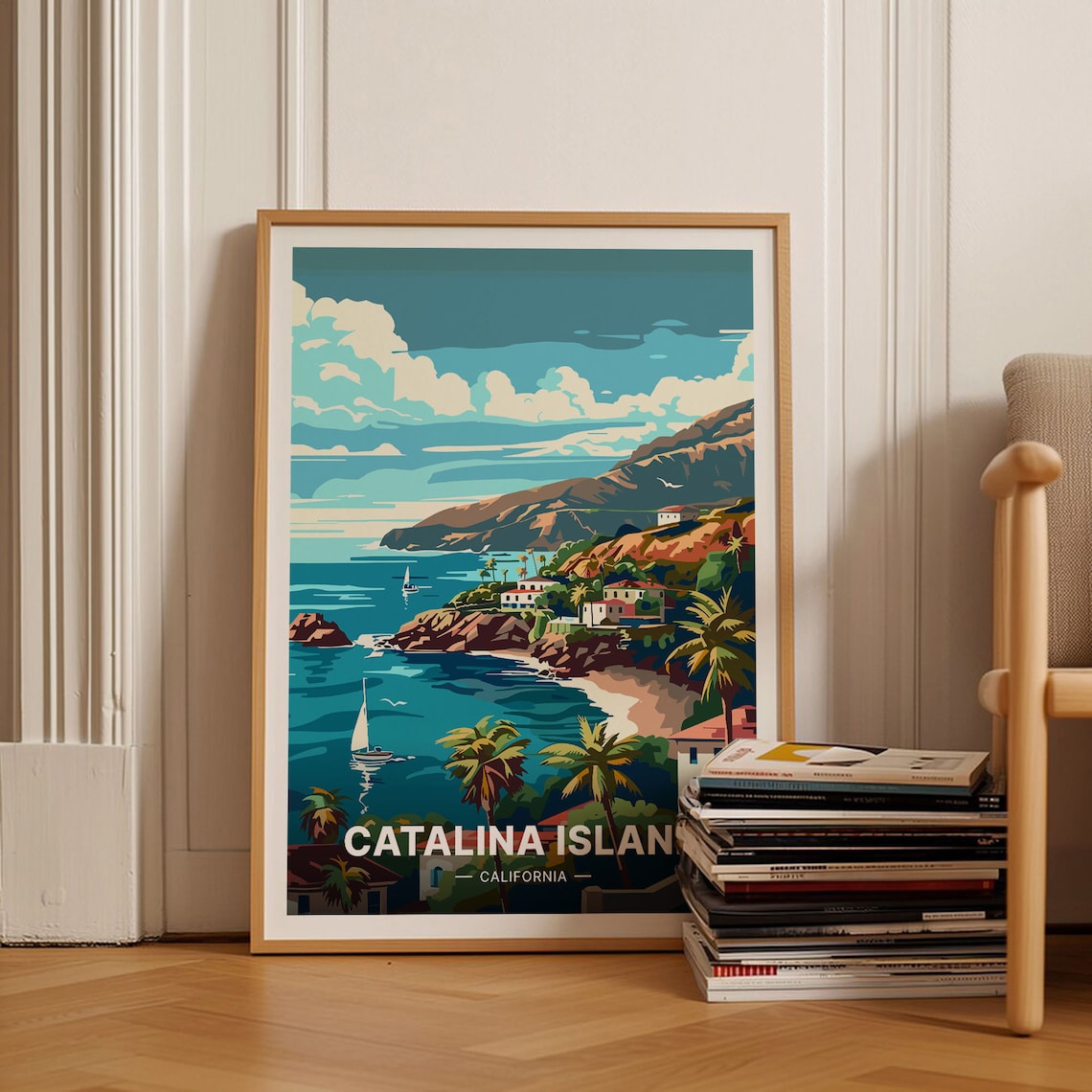 Catalina Island California Vintage Travel Poster Coastline Palm Art