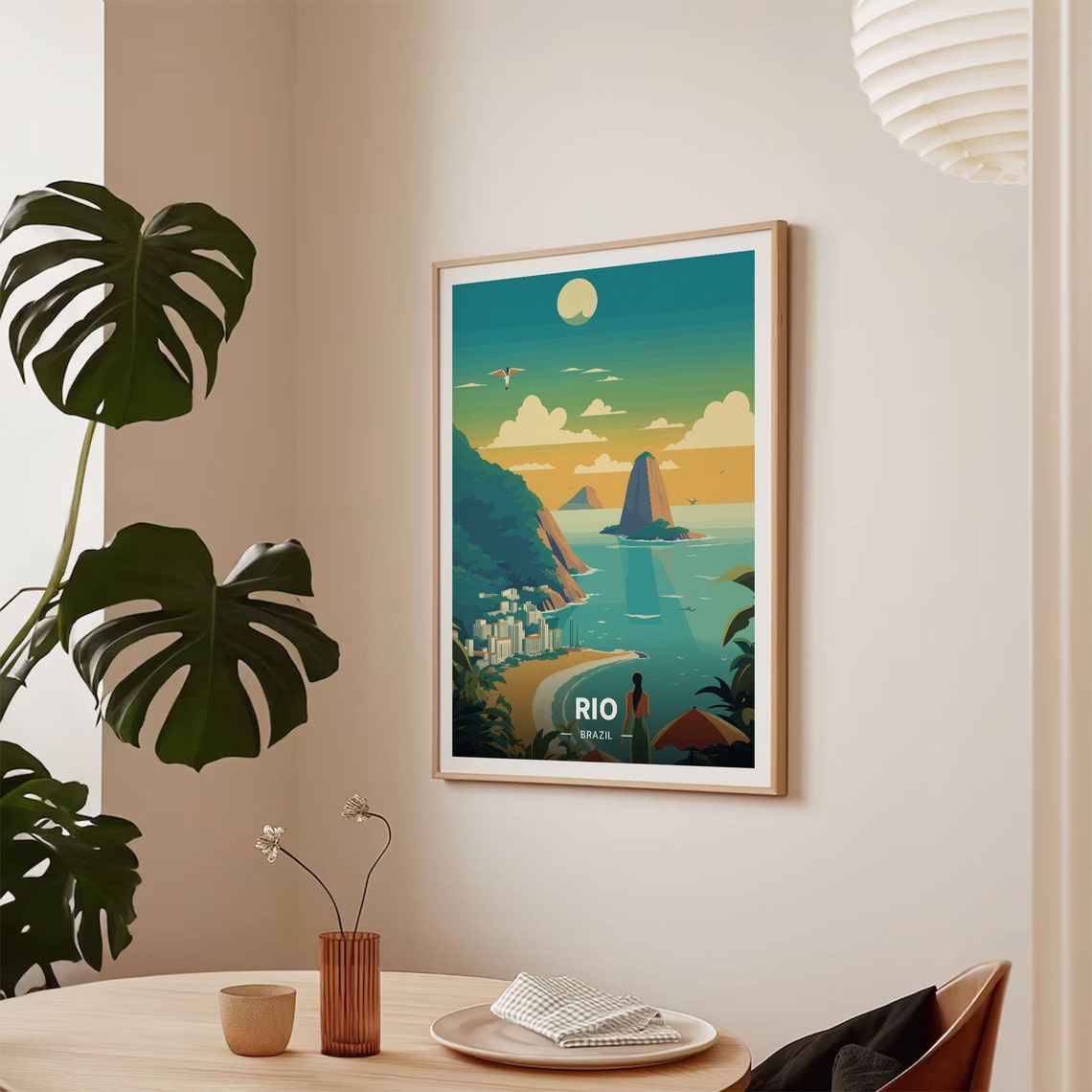 Rio Brazil Sugarloaf Mountain Beach Moon Vintage Travel Poster Art - Image 2