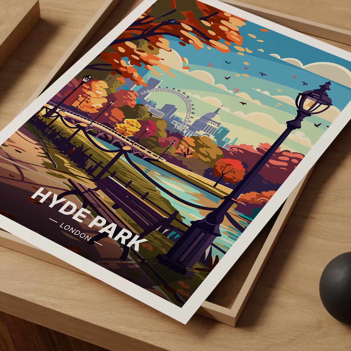 Hyde Park London Travel Poster, England Cityscape Art - Image 3