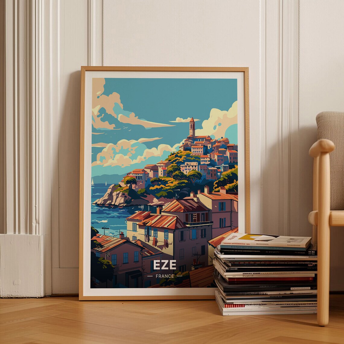 Eze France Travel Poster Coastal Landscape Wall Art French Riviera Home Dcor Art Lover Gift Idea Travel Inspired Artwork C20 1418
